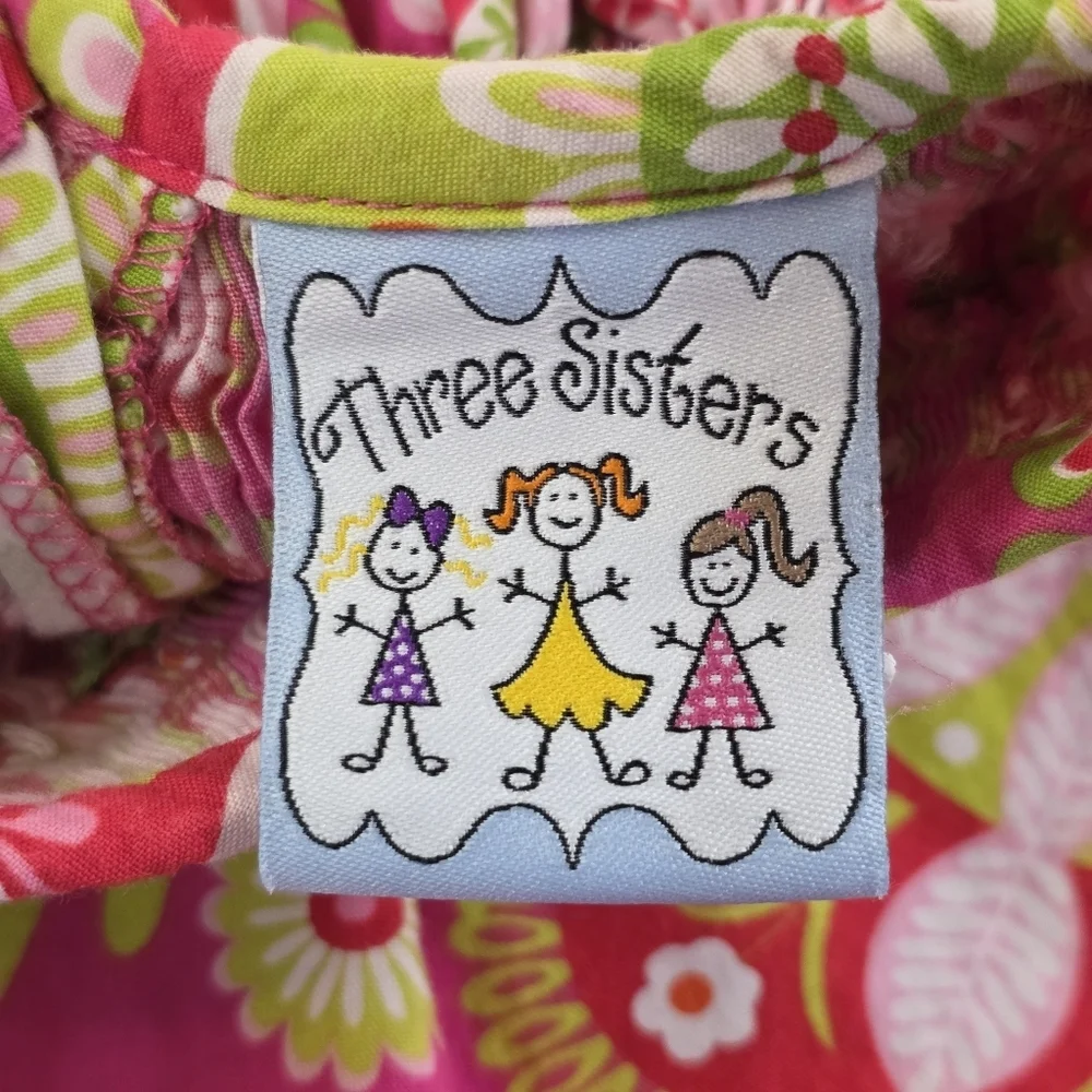Three Sisters Smocked Floral Paisley Dress Girls 3T Pink Green 100% Cotton
